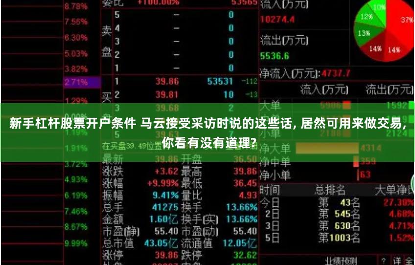 新手杠杆股票开户条件 马云接受采访时说的这些话, 居然可用来做交易, 你看有没有道理?